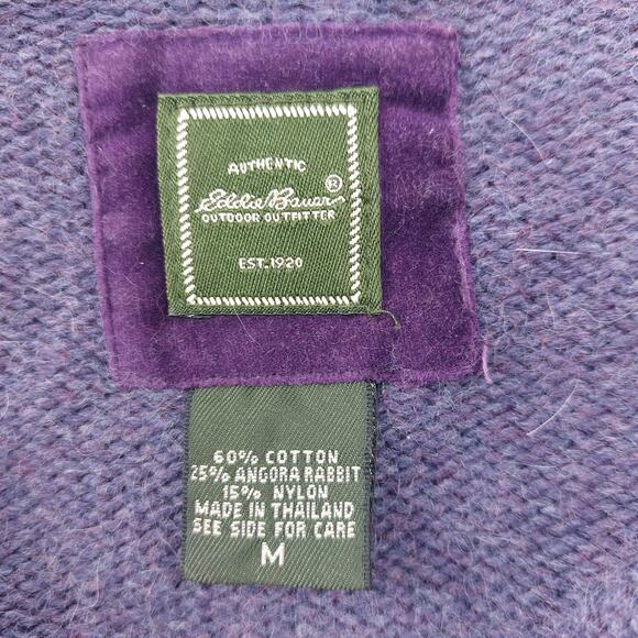 Eddie Bauer Purple Sweater Cotton Angora Nylon M - Picture 3 of 13